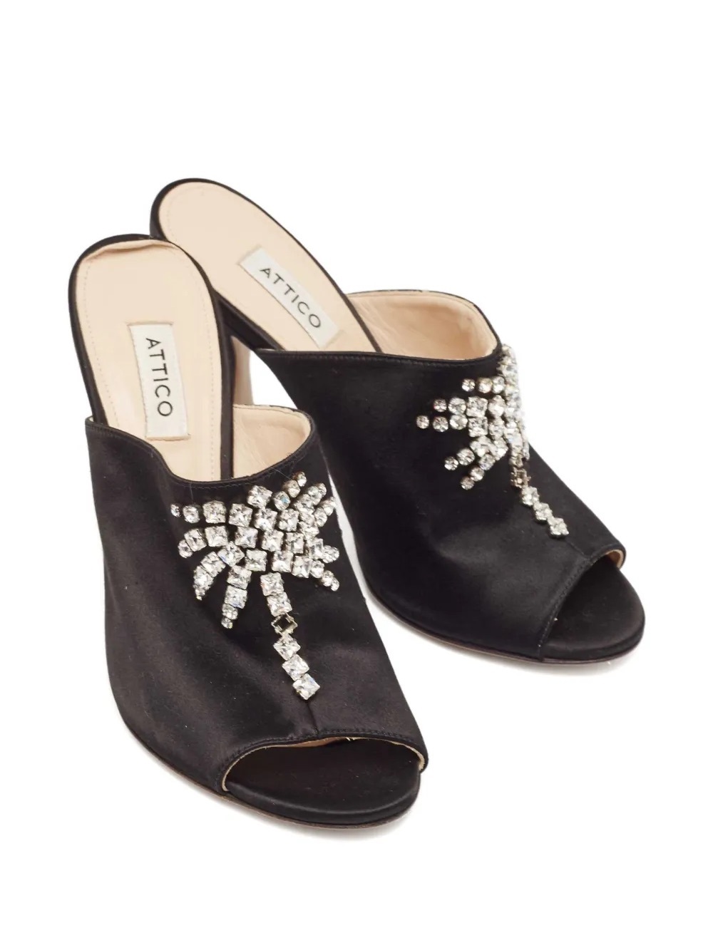 The Attico Pamela Crystal-Embellished Satin Mules Size 39